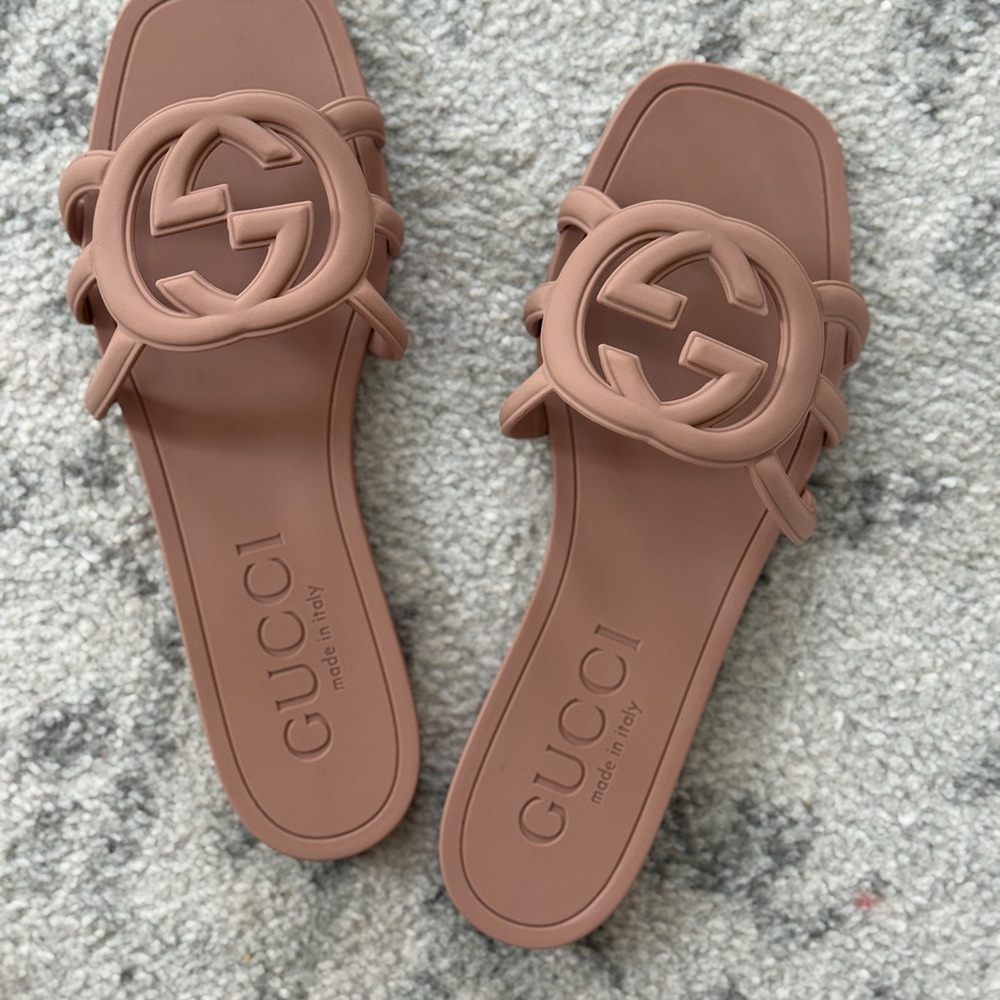 Gucci Look-A-Like Palma GG Rubber Women's Brown Slide Sandals